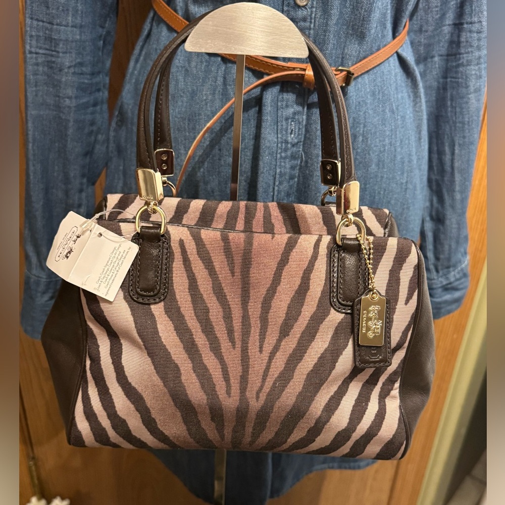 Coach Madison Zebra Print Mini Satchel Bag  Crossbody strap include - Picture 2 of 15